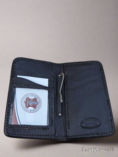 Black Genuine Alligator Skin Men's Vertical Wallet, Minimalist wallet, EDC, Wallet, The Executive Wallet AnchorsAweighLeather