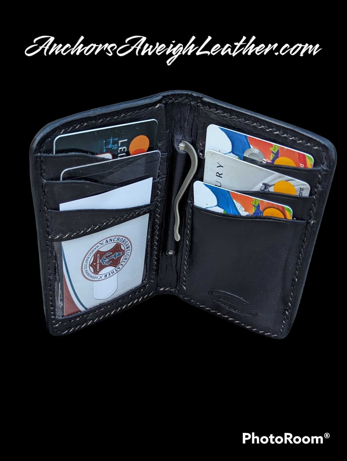 Black Genuine Alligator Skin Men's Vertical Wallet, Minimalist wallet, EDC, Wallet, The Executive Wallet AnchorsAweighLeather
