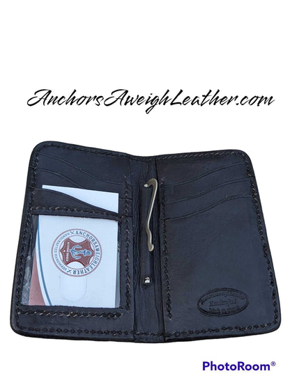 Black Genuine Alligator Skin Men's Vertical Wallet, Minimalist wallet, EDC, Wallet, The Executive Wallet AnchorsAweighLeather