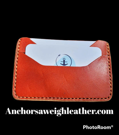 British Tan Slim Leather ELite Card Holder, Minimalist Card Wallet, EDC wallet AnchorsAweighLeather