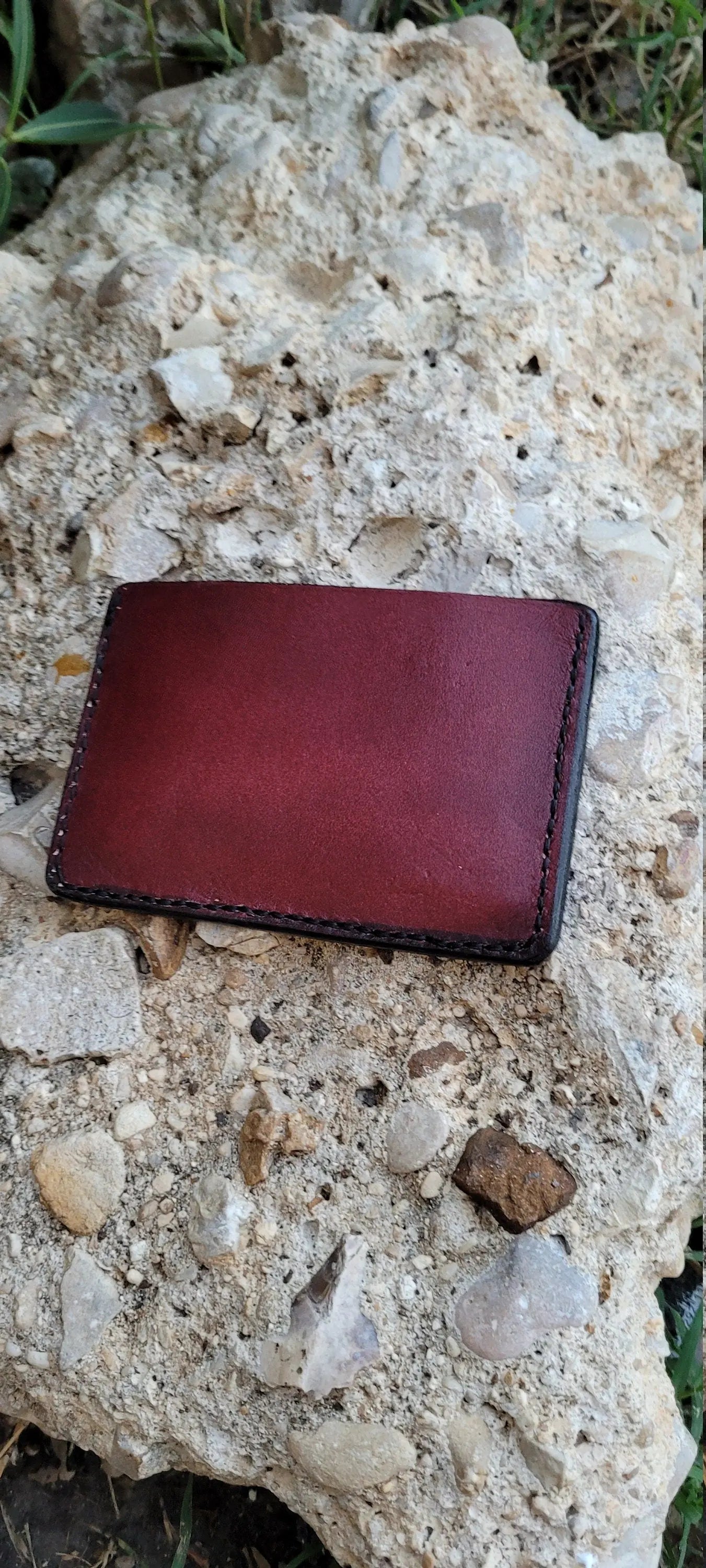 Burgundy/ Black Slim Leather ELite Card Holder, Minimalist Card Wallet, EDC wallet AnchorsAweighLeather