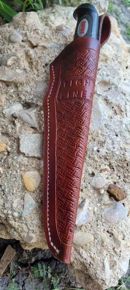 Custom Leather Filet Knife Sheath, Knife Sheath, Filet Knife Sheath AnchorsAweighLeather