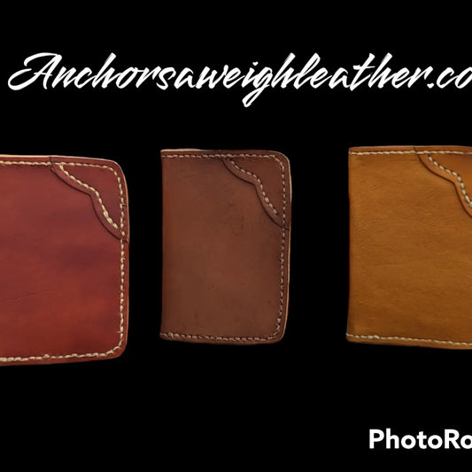 Leather Bifold Wallet, Minimalist Leather Wallet AnchorsAweighLeather
