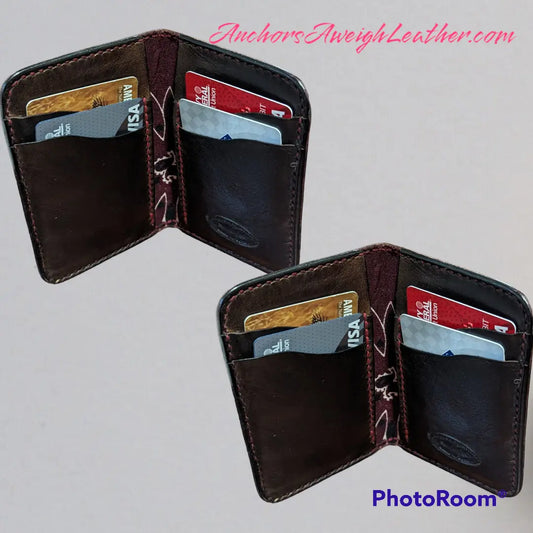 Leather Bifold Wallet, Minimalist Leather Wallet, Mens Slim Wallet, Card Wallet, Vertical Leather Wallet AnchorsAweighLeather
