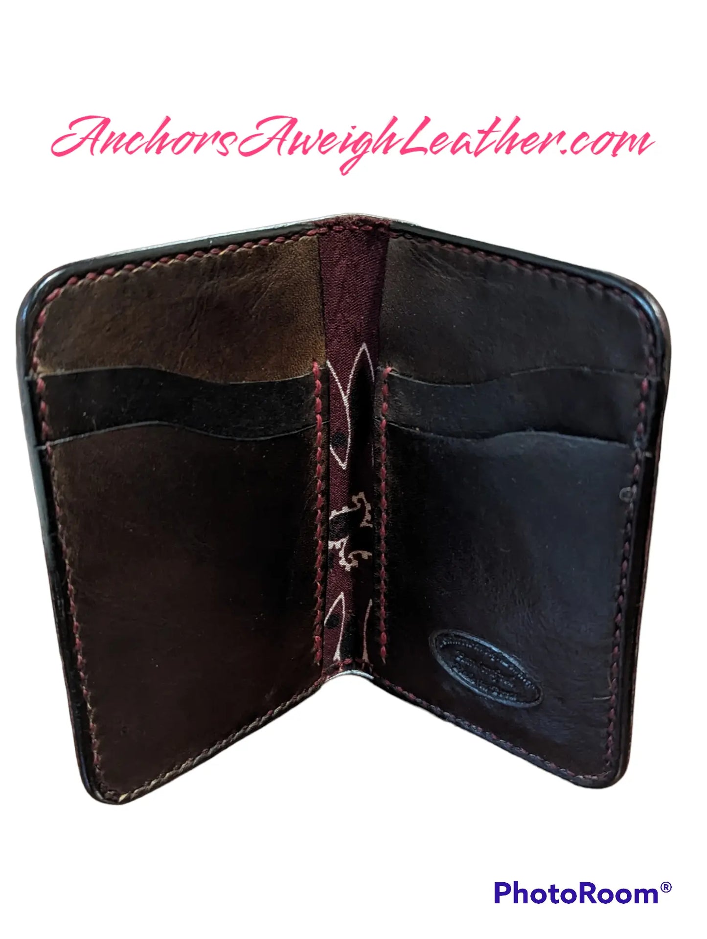 Leather Bifold Wallet, Minimalist Leather Wallet, Mens Slim Wallet, Card Wallet, Vertical Leather Wallet AnchorsAweighLeather