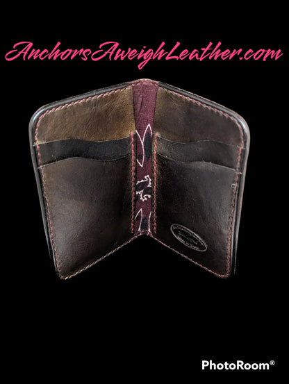 Leather Bifold Wallet, Minimalist Leather Wallet, Mens Slim Wallet, Card Wallet, Vertical Leather Wallet AnchorsAweighLeather
