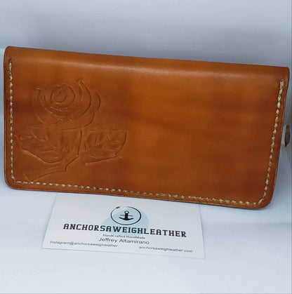 Leather Rose Checkbook Cover AnchorsAweighLeather