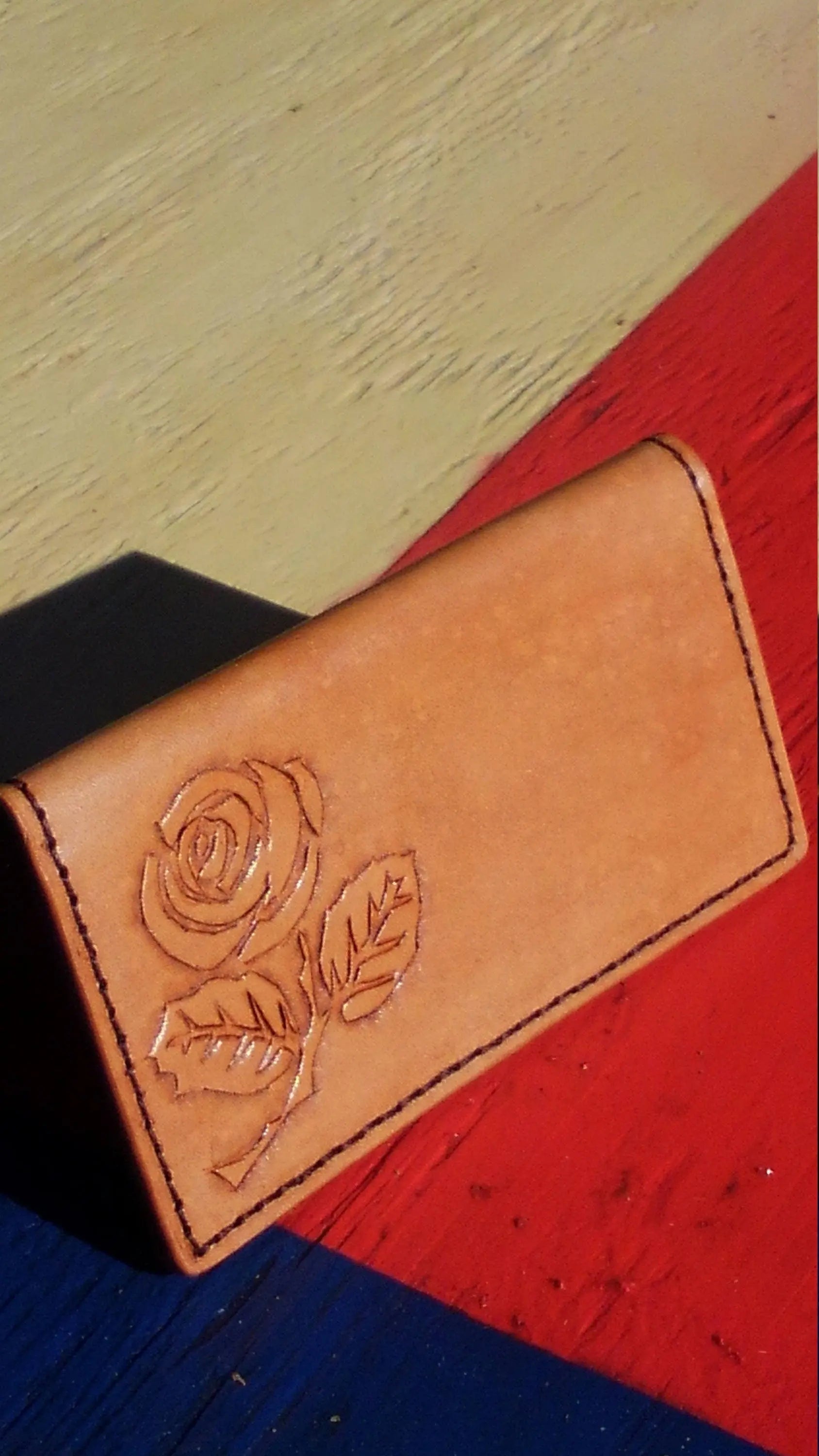 Leather Rose Checkbook Cover AnchorsAweighLeather