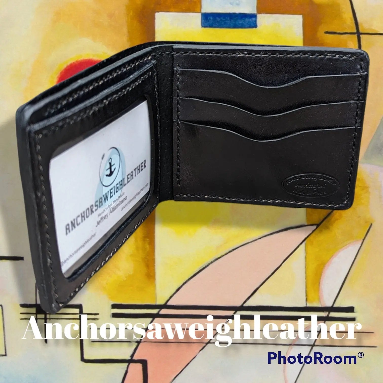 Mens leather wallet, leather wallet, leather billfold AnchorsAweighLeather