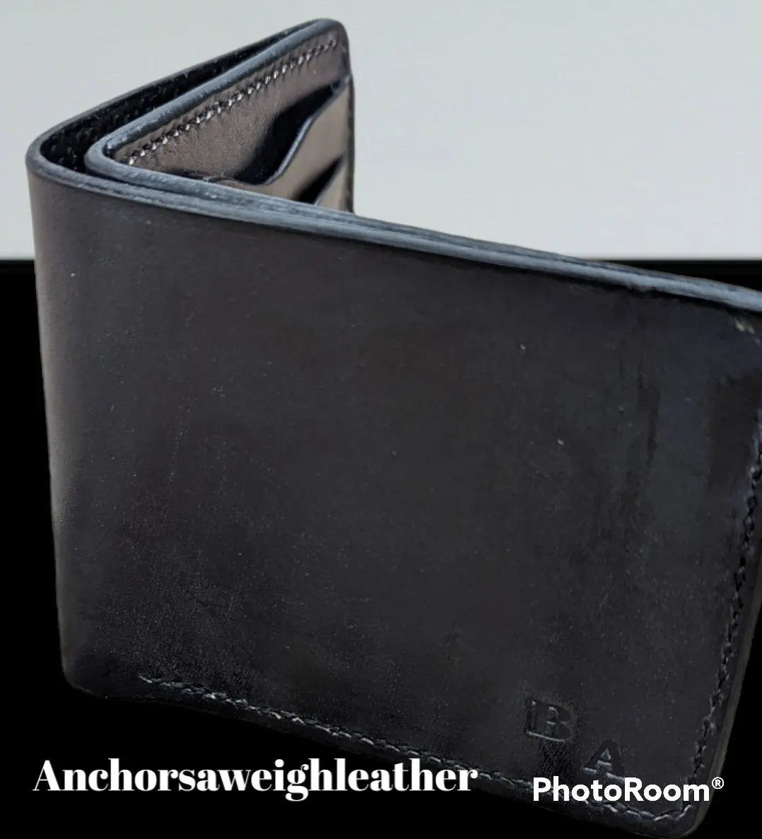Mens leather wallet, leather wallet, leather billfold AnchorsAweighLeather