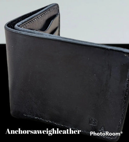 Mens leather wallet, leather wallet, leather billfold AnchorsAweighLeather
