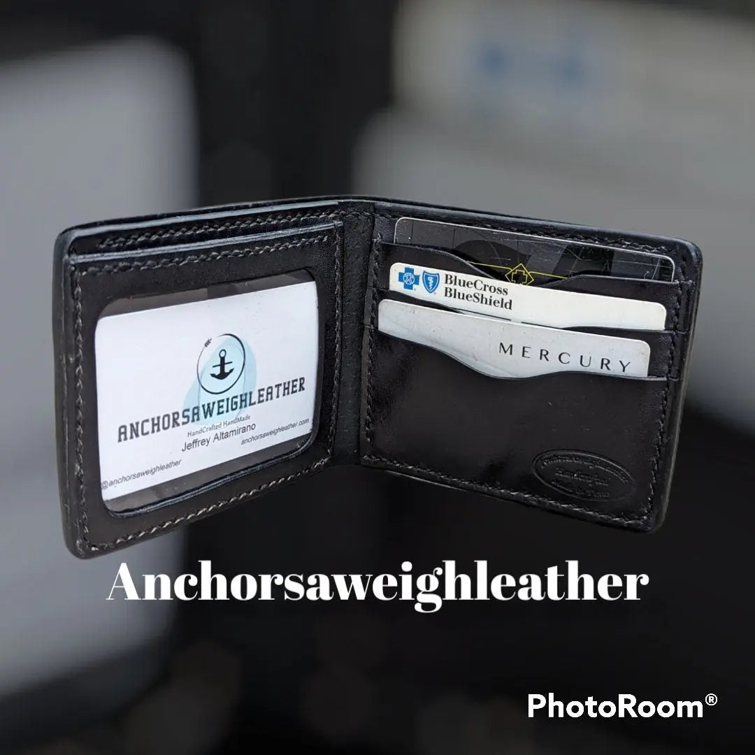 Mens leather wallet, leather wallet, leather billfold AnchorsAweighLeather