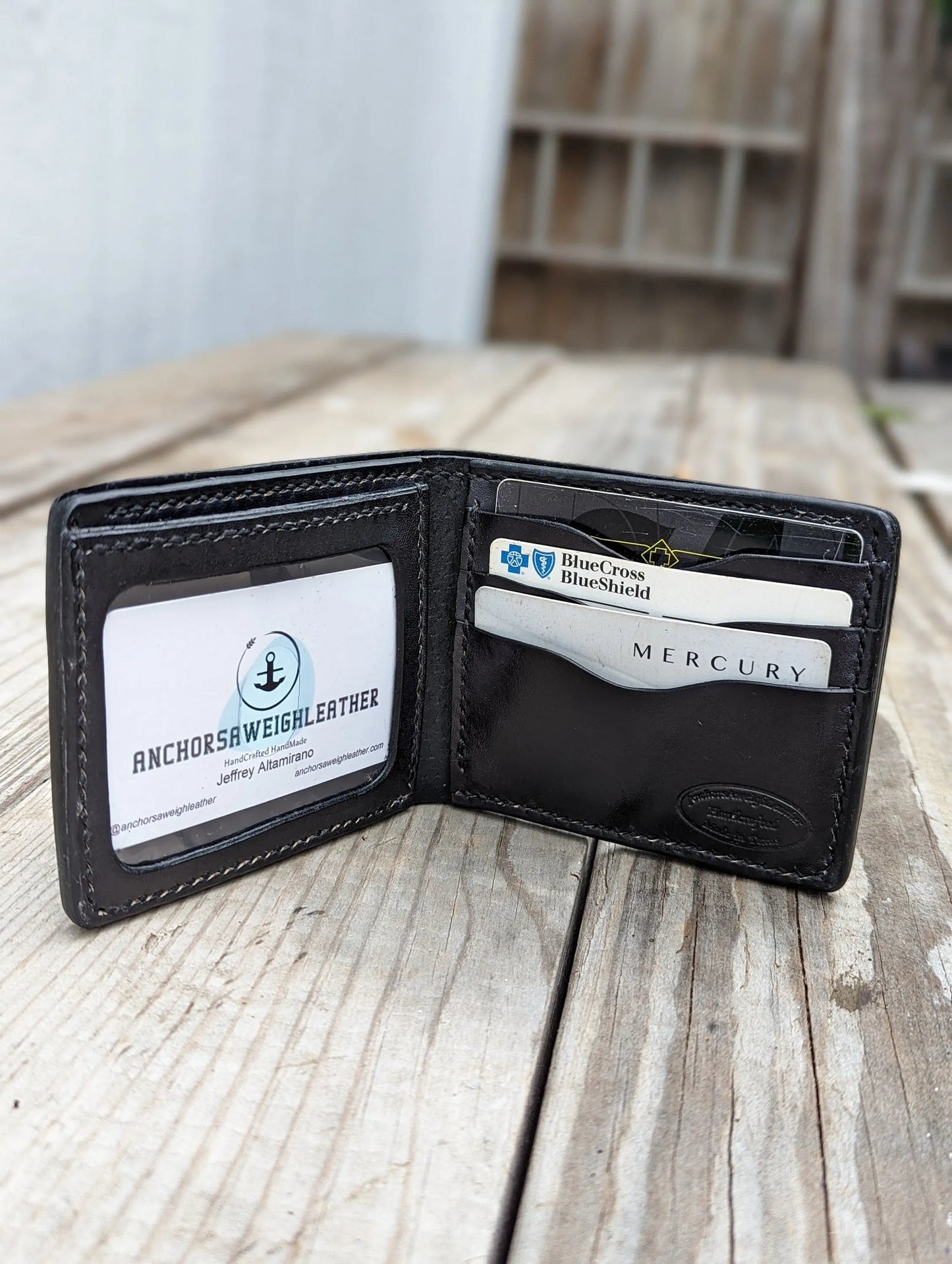 Mens leather wallet, leather wallet, leather billfold AnchorsAweighLeather