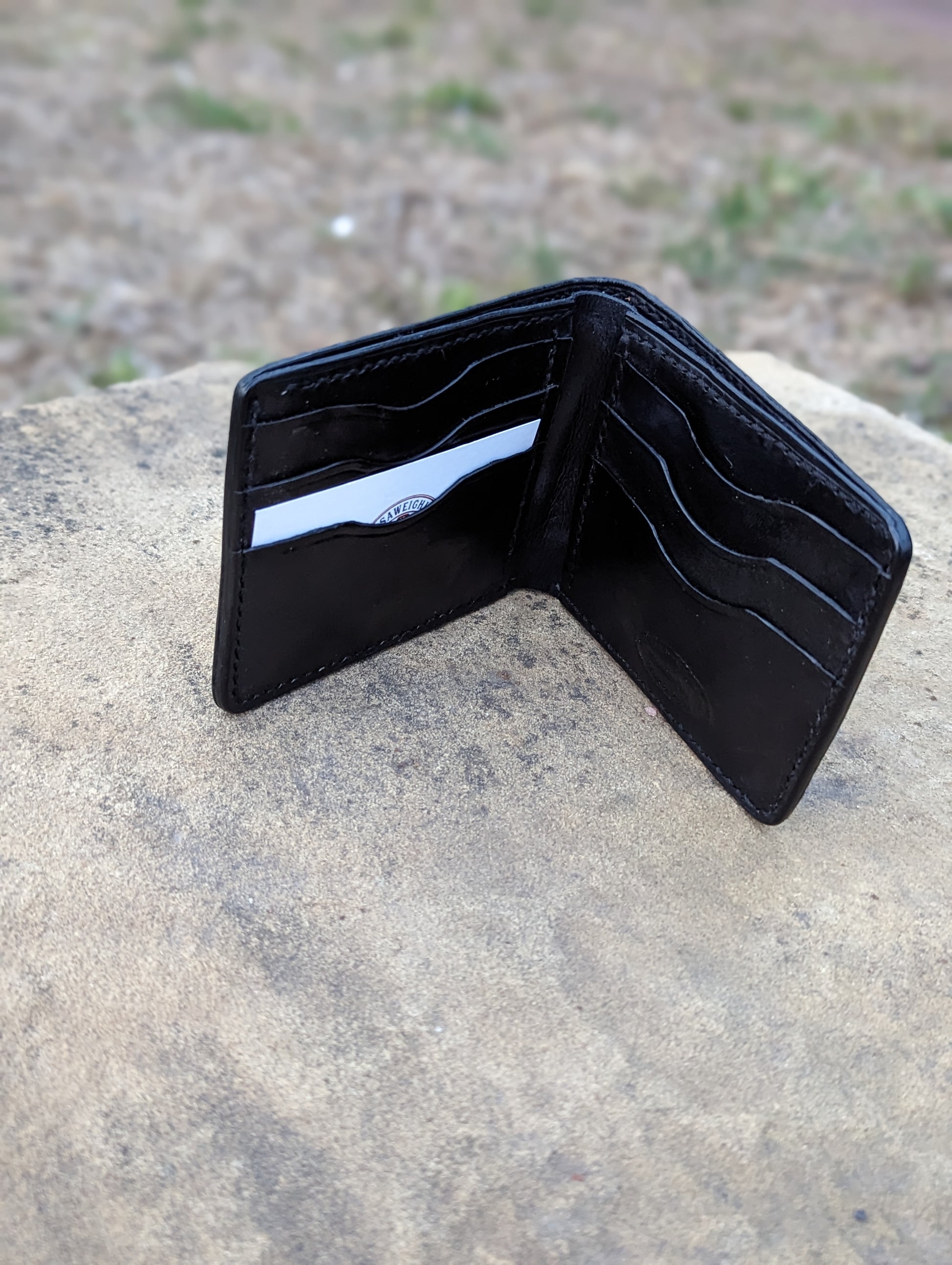 Black Genuine Alligator Skin Men's leather bi-fold wallet, leather wallet, leather billfold AnchorsAweighLeather