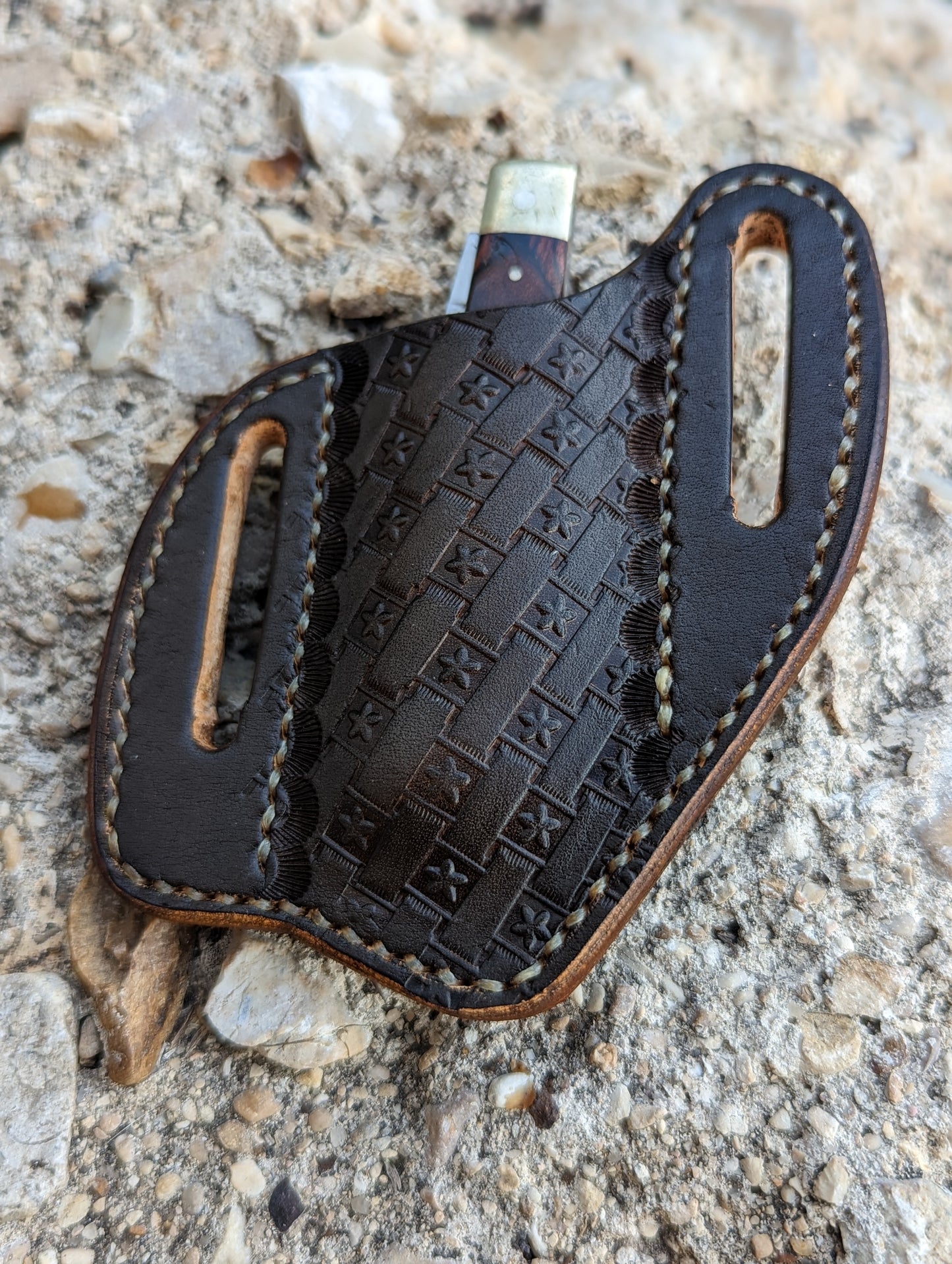 Custom pancake knife sheath, knife case, leather knife sheath, pocket knife scabbard, Pocket knife sheath AnchorsAweighLeather