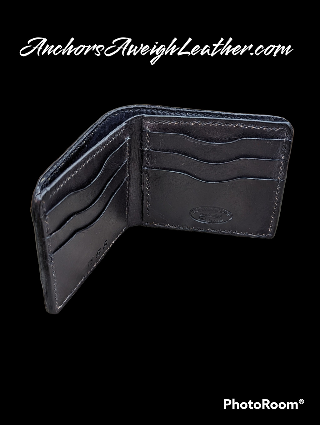 Black Genuine Alligator Skin Men's leather bi-fold wallet, leather wallet, leather billfold AnchorsAweighLeather