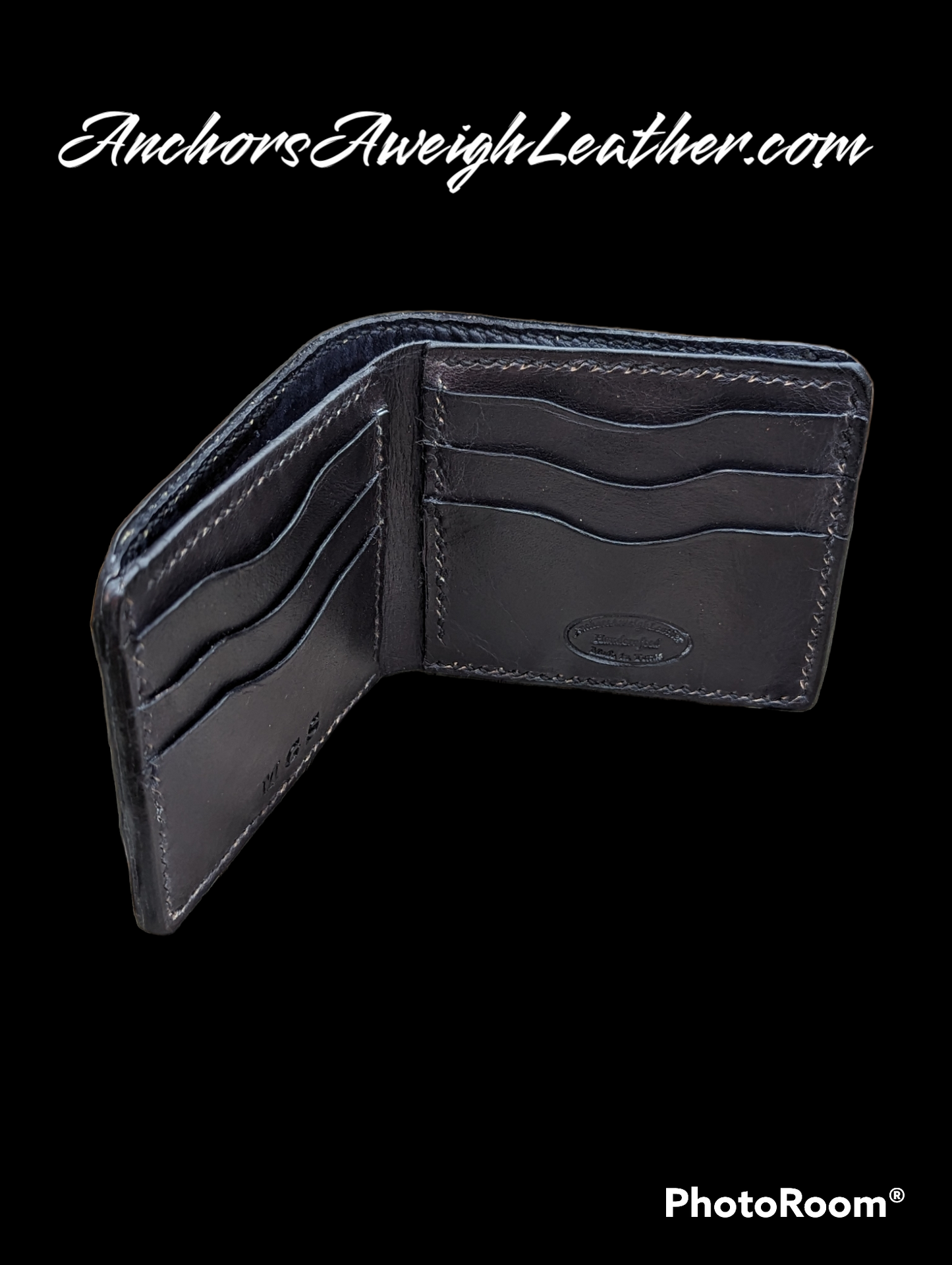 Black Genuine Alligator Skin Men's leather bi-fold wallet, leather wallet, leather billfold AnchorsAweighLeather
