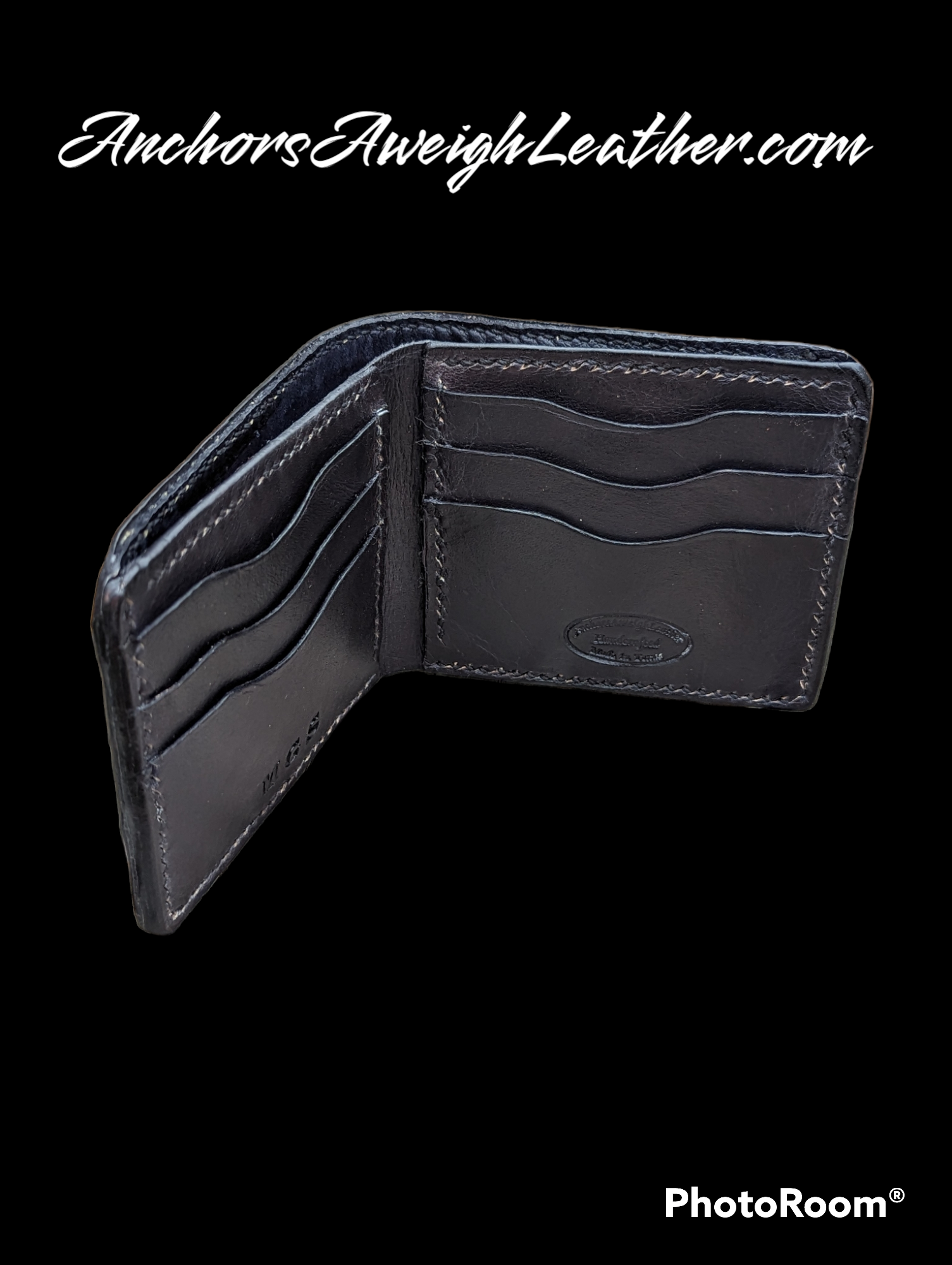 Black Genuine Alligator Skin Men's leather bi-fold wallet, leather wallet, leather billfold AnchorsAweighLeather