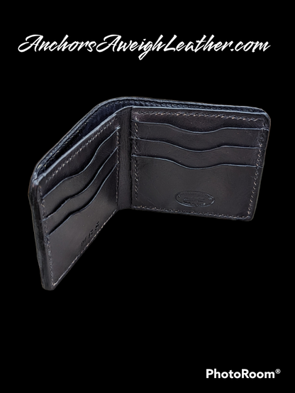 Black Genuine Alligator Skin Men's leather bi-fold wallet, leather wallet, leather billfold AnchorsAweighLeather