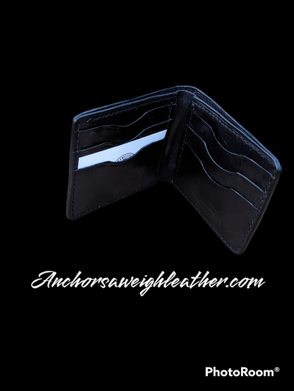 Black Genuine Alligator Skin Men's leather bi-fold wallet, leather wallet, leather billfold AnchorsAweighLeather