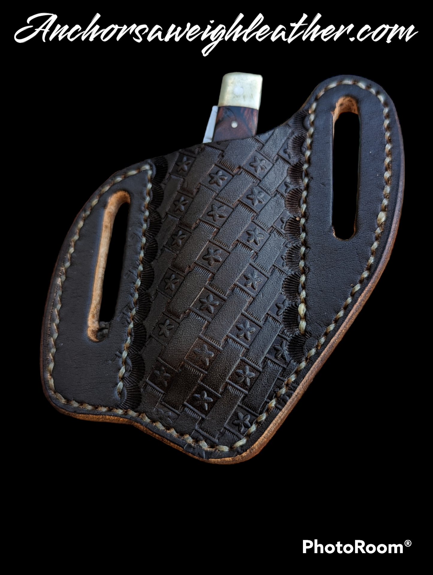 Custom pancake knife sheath, knife case, leather knife sheath, pocket knife scabbard, Pocket knife sheath AnchorsAweighLeather