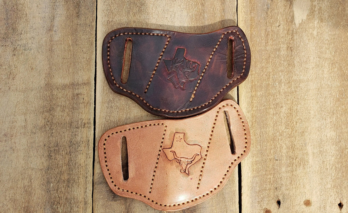 The Rancher II  pancake leather knife sheath, pancake knife sheath,  pocket knife scabbard, Pocket knife sheath AnchorsAweighLeather