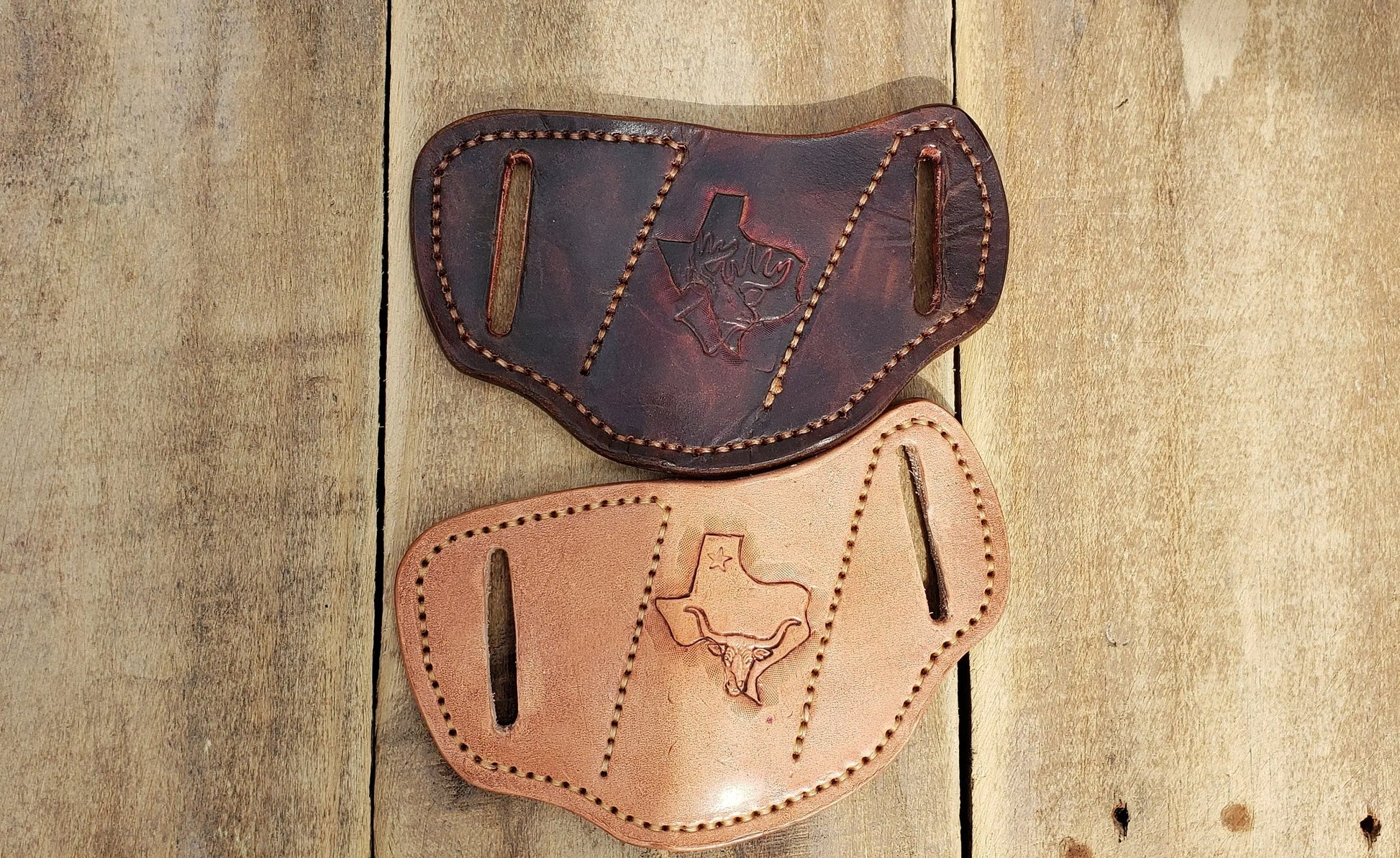 The Rancher II  pancake leather knife sheath, pancake knife sheath,  pocket knife scabbard, Pocket knife sheath AnchorsAweighLeather