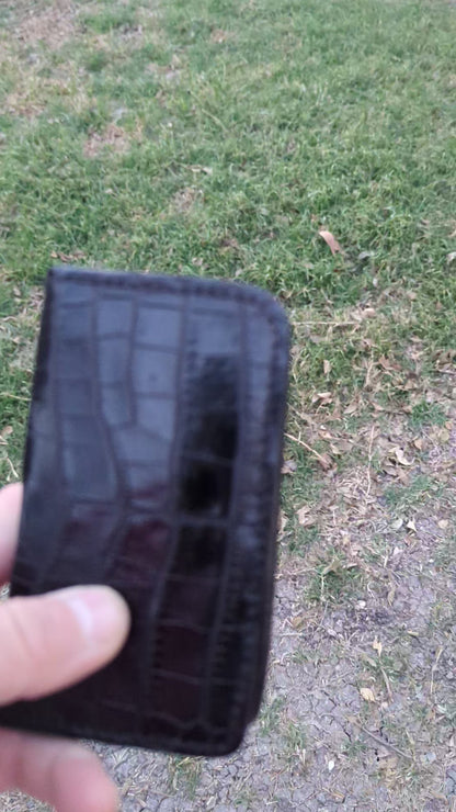 Black Genuine Alligator Skin Men's Vertical Wallet, Minimalist wallet, EDC, Wallet, The Executive Wallet