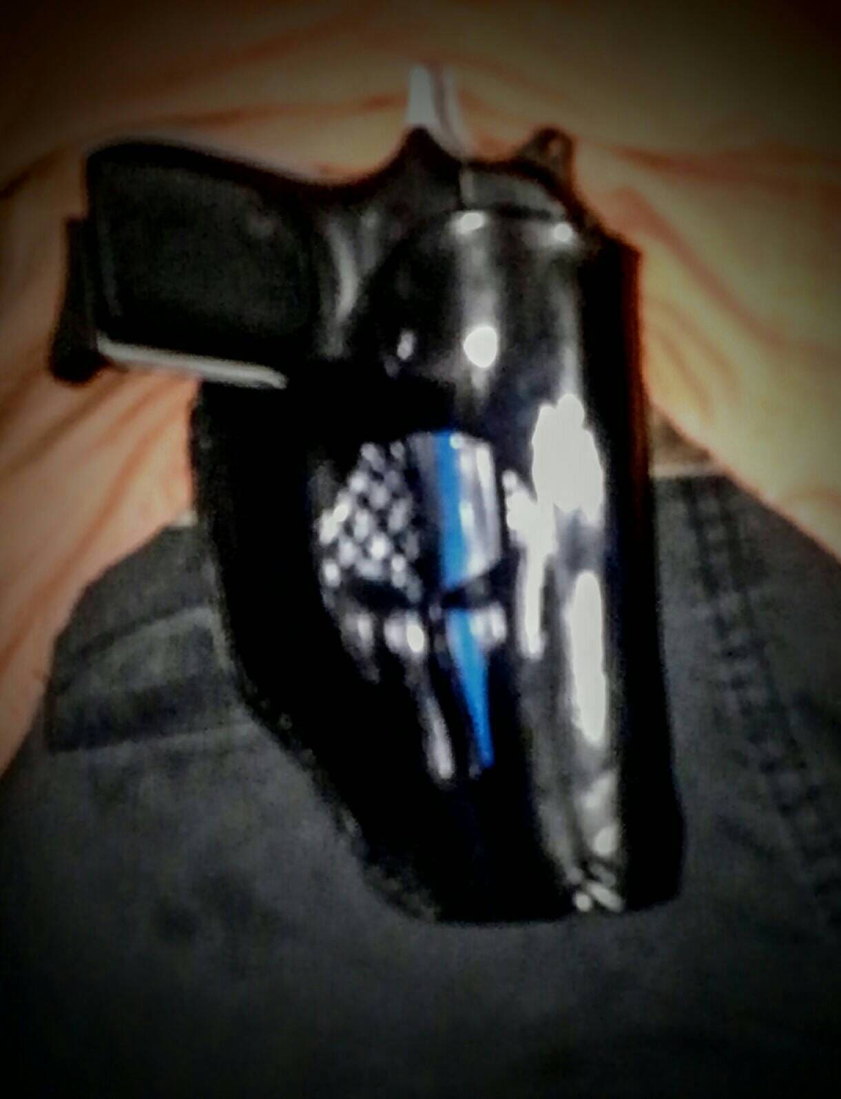 Punisher Skull Back The Blue Gun Holster AnchorsAweighLeather
