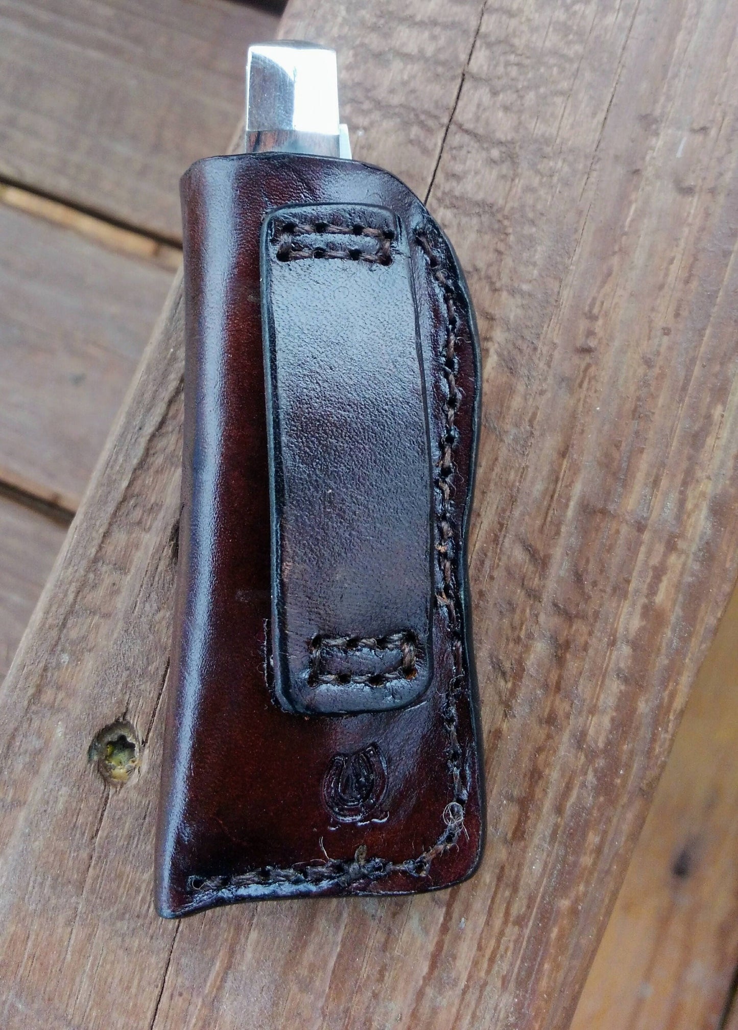 Custom leather knife sheath, folding knife case AnchorsAweighLeather