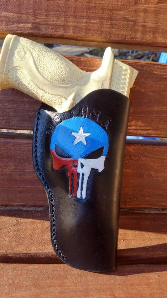 Texas punisher gun holster, Leather Holster, Holster, EDC, OWB Holster AnchorsAweighLeather