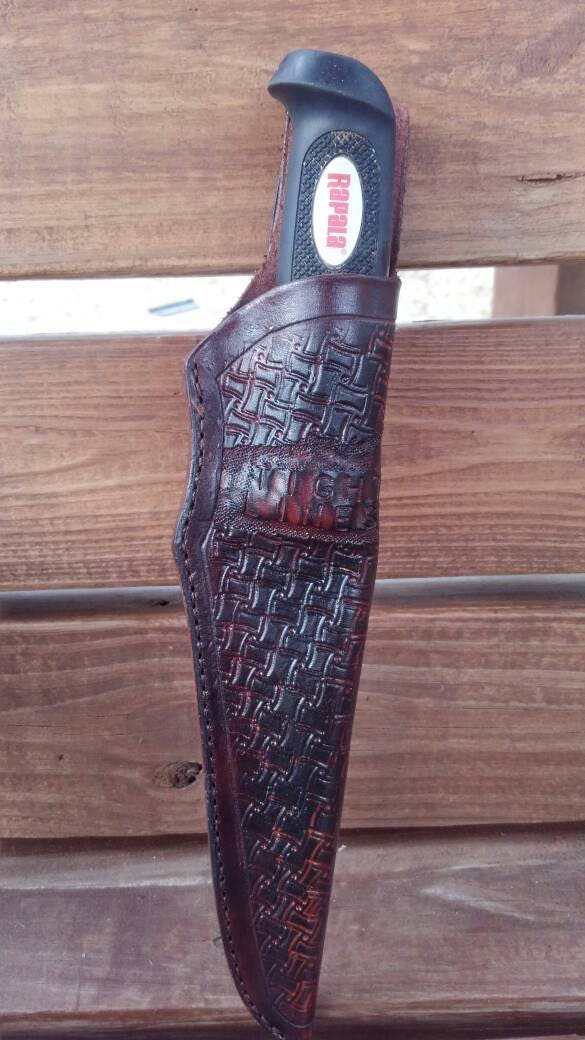 Custom Leather Filet Knife Sheath, Knife Sheath, Filet Knife Sheath AnchorsAweighLeather