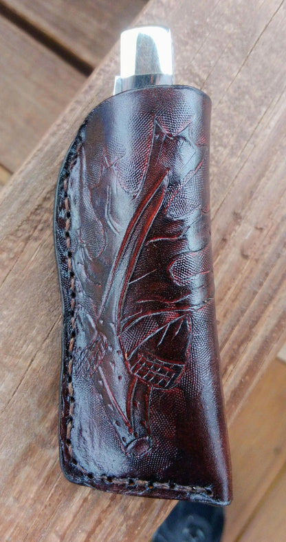 Custom leather knife sheath, folding knife case AnchorsAweighLeather