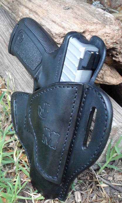 Smith & Wesson SDVE 9/40 cal saddle holster, OWB Holster, Leather Holster, Holster, EDC AnchorsAweighLeather