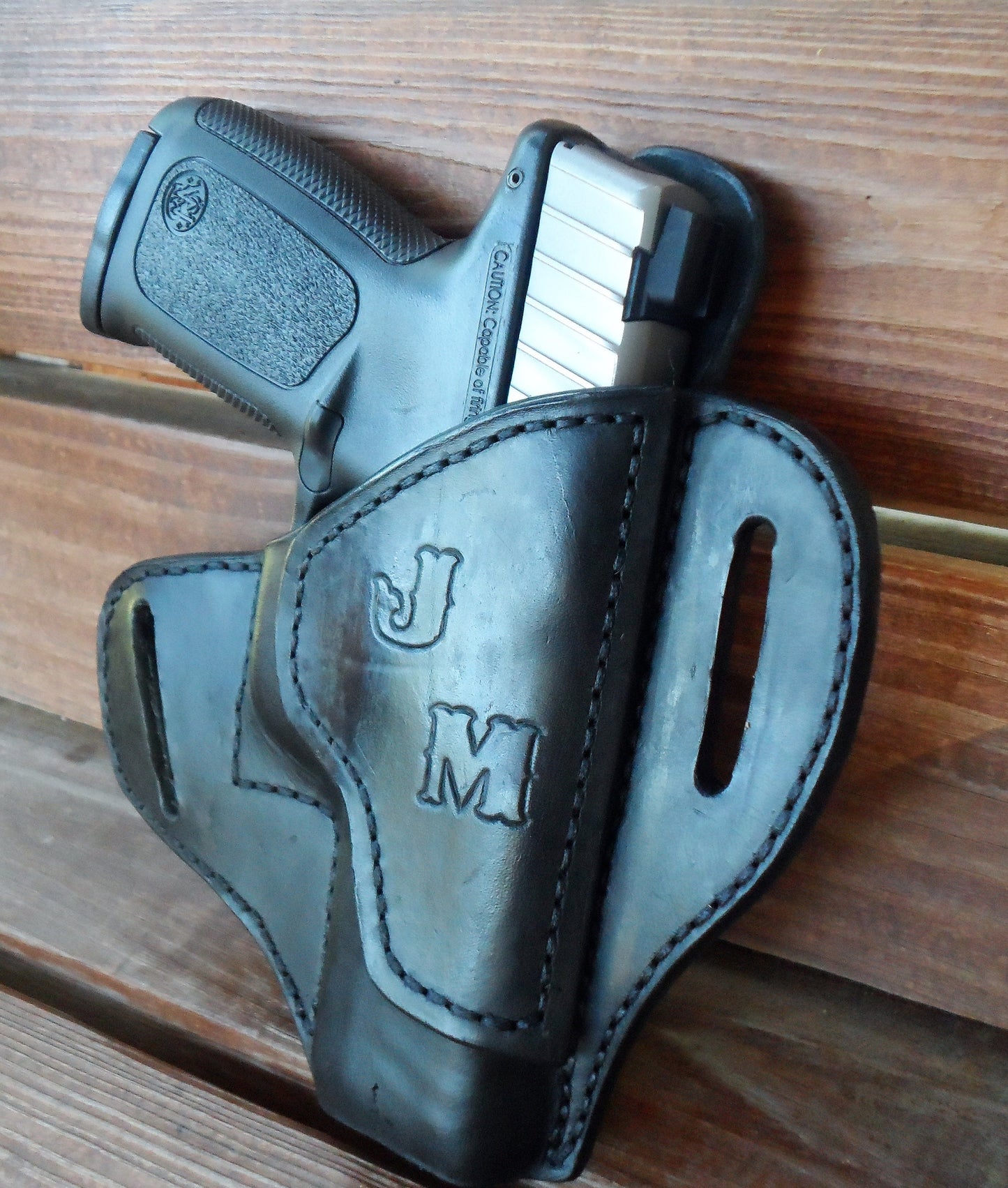 Smith & Wesson SDVE 9/40 cal saddle holster, OWB Holster, Leather Holster, Holster, EDC AnchorsAweighLeather