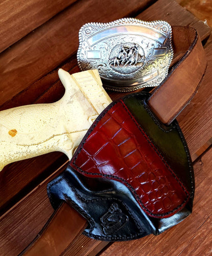 The VENOM saddle style holster, Pancake Holster, OWB Holster, Leather Holster, Holster, EDC AnchorsAweighLeather