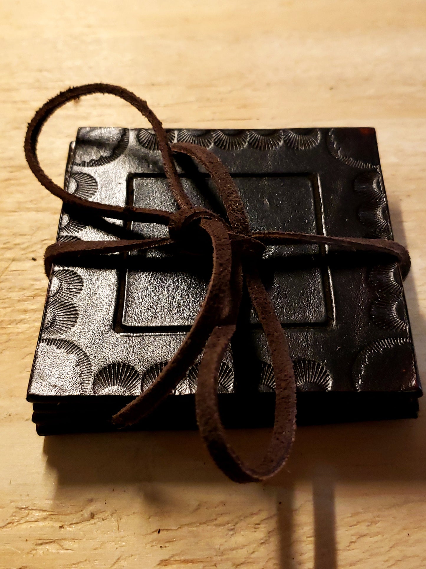 Leather Coaster set, Drink Coaster, Coaster AnchorsAweighLeather