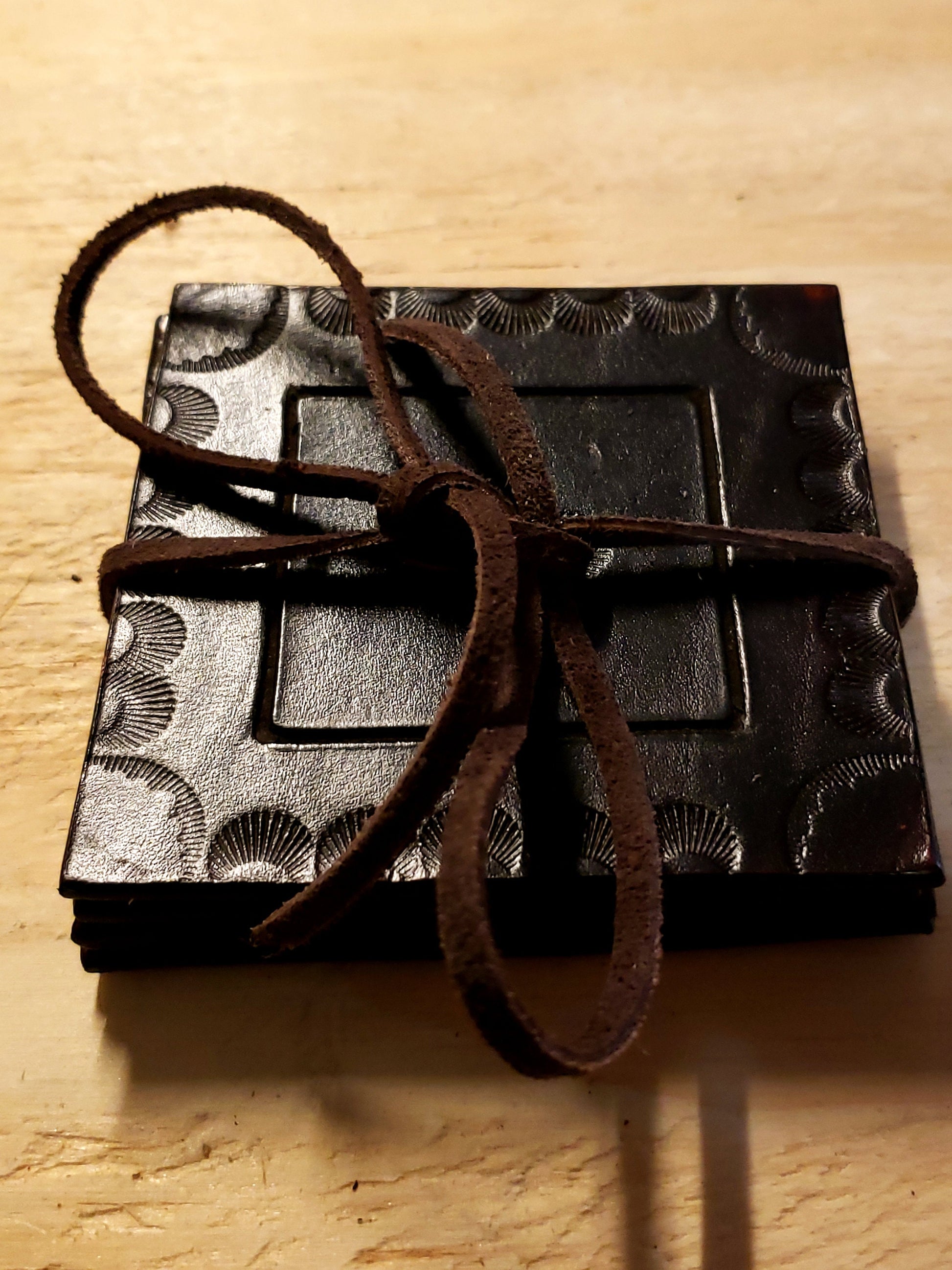 Leather Coaster set, Drink Coaster, Coaster AnchorsAweighLeather
