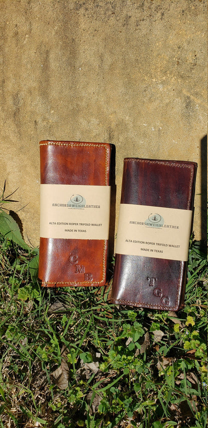 Roper Inspired Trifold Wallet, Trifold Wallet, Alta Edition Trifold Wallet, Wallet, EDC AnchorsAweighLeather