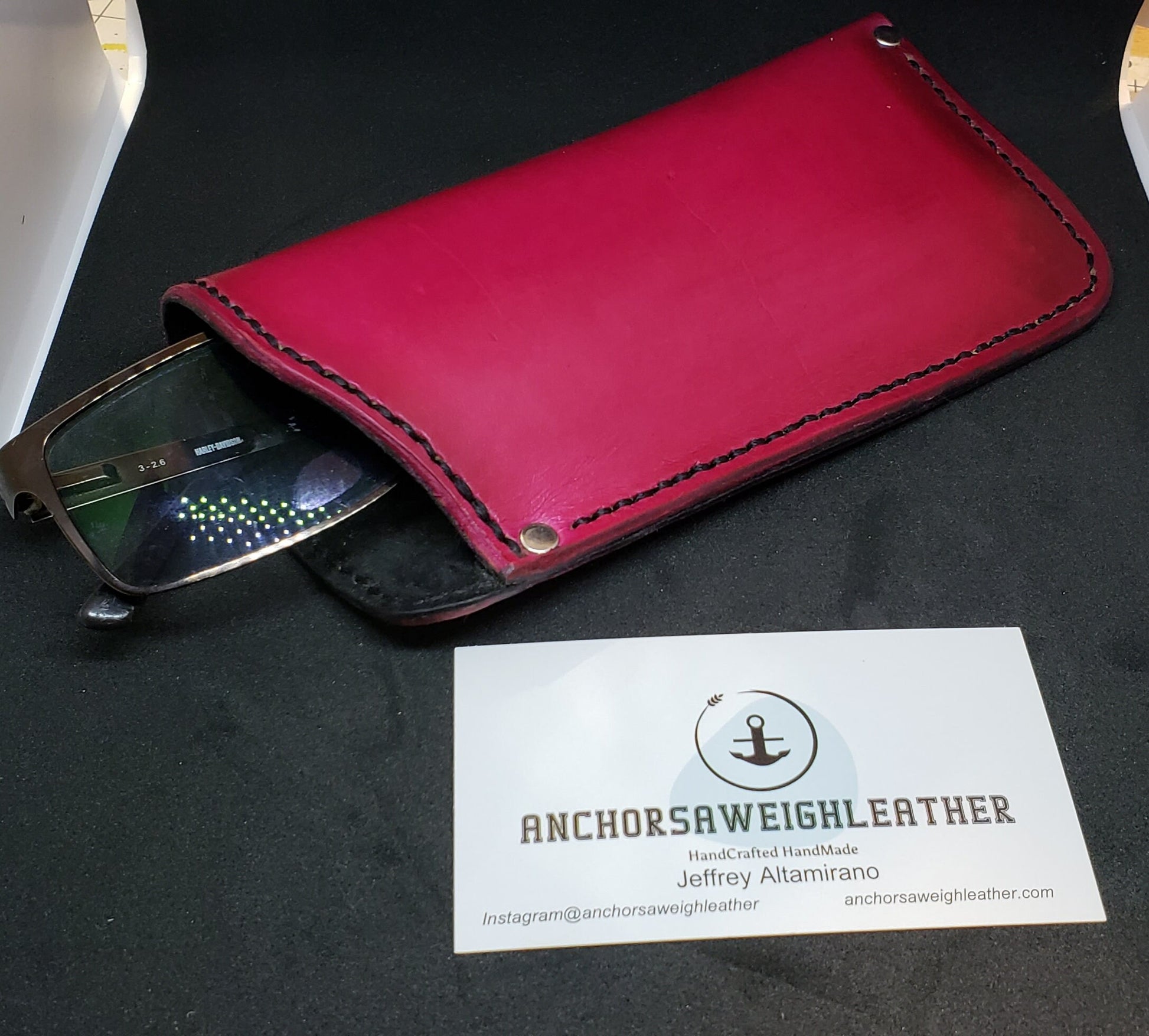 Leather Eyeglass Sleeve, Soft Eyeglass Case, EDC, Eyeglass sleeve, Leather eyeglass protector AnchorsAweighLeather
