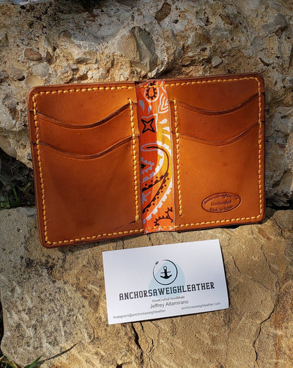Western Vertical Wallet, Minimalist wallet, EDC, Wallet AnchorsAweighLeather