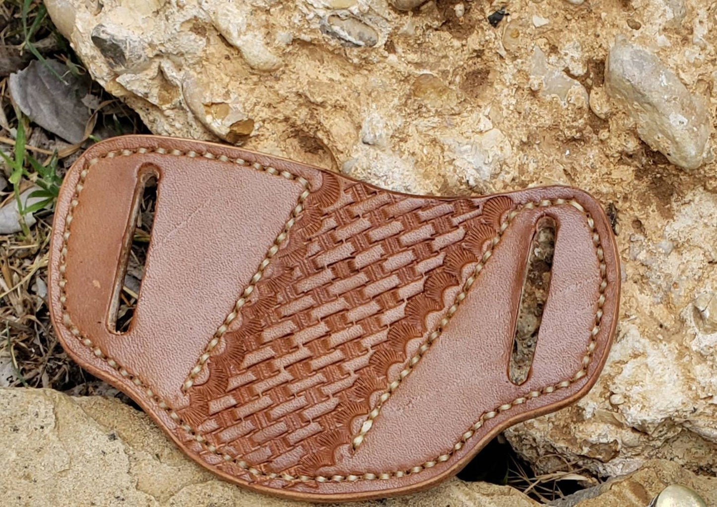 The Rancher pancake leather knife sheath, pancake knife sheath, pocket knife scabbard, pocket knife sheath, leather knife scabbard AnchorsAweighLeather