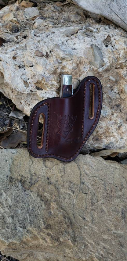 Custom pancake knife sheath, knife case, leather knife sheath, pocket knife scabbard, Pocket knife sheath AnchorsAweighLeather