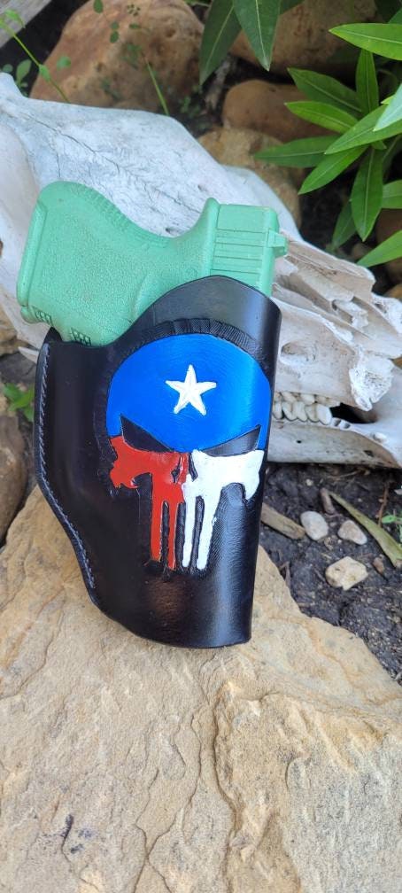 Texas punisher gun holster, Leather Holster, Holster, EDC, OWB Holster AnchorsAweighLeather