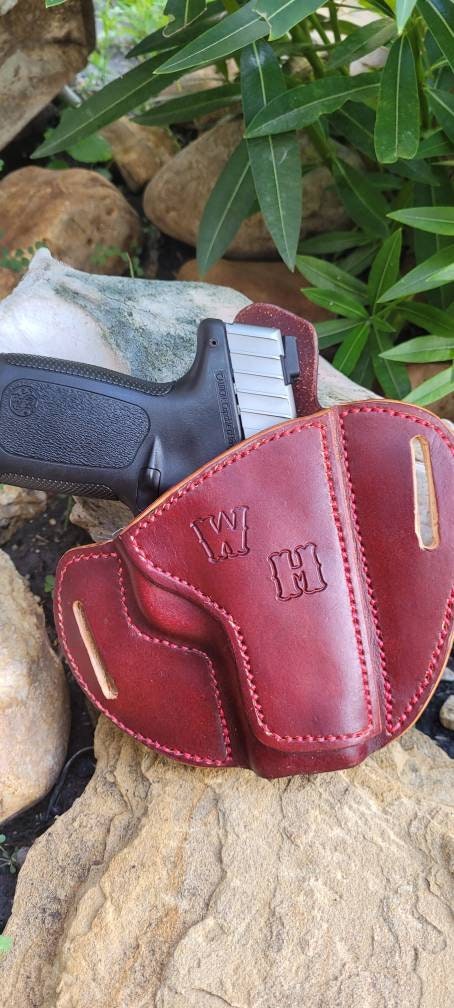 Smith & Wesson SDVE 9/40 cal saddle holster, OWB Holster, Leather Holster, Holster, EDC AnchorsAweighLeather