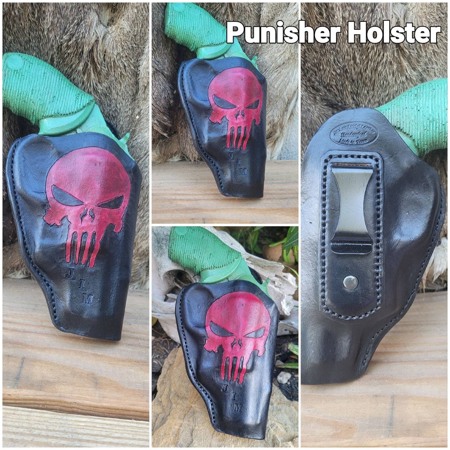 Taurus Judge 2.5in barrel OWB Holster, Punisher Skull Holster, Judge Holster, Leather Holster, Holster, EDC AnchorsAweighLeather