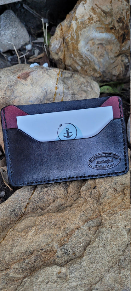 Orange/ Black Slim Leather ELite Card Holder, Minimalist Card Wallet, EDC wallet AnchorsAweighLeather