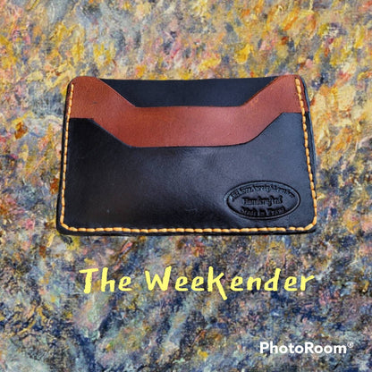 Orange/ Black Slim Leather ELite Card Holder, Minimalist Card Wallet, EDC wallet AnchorsAweighLeather