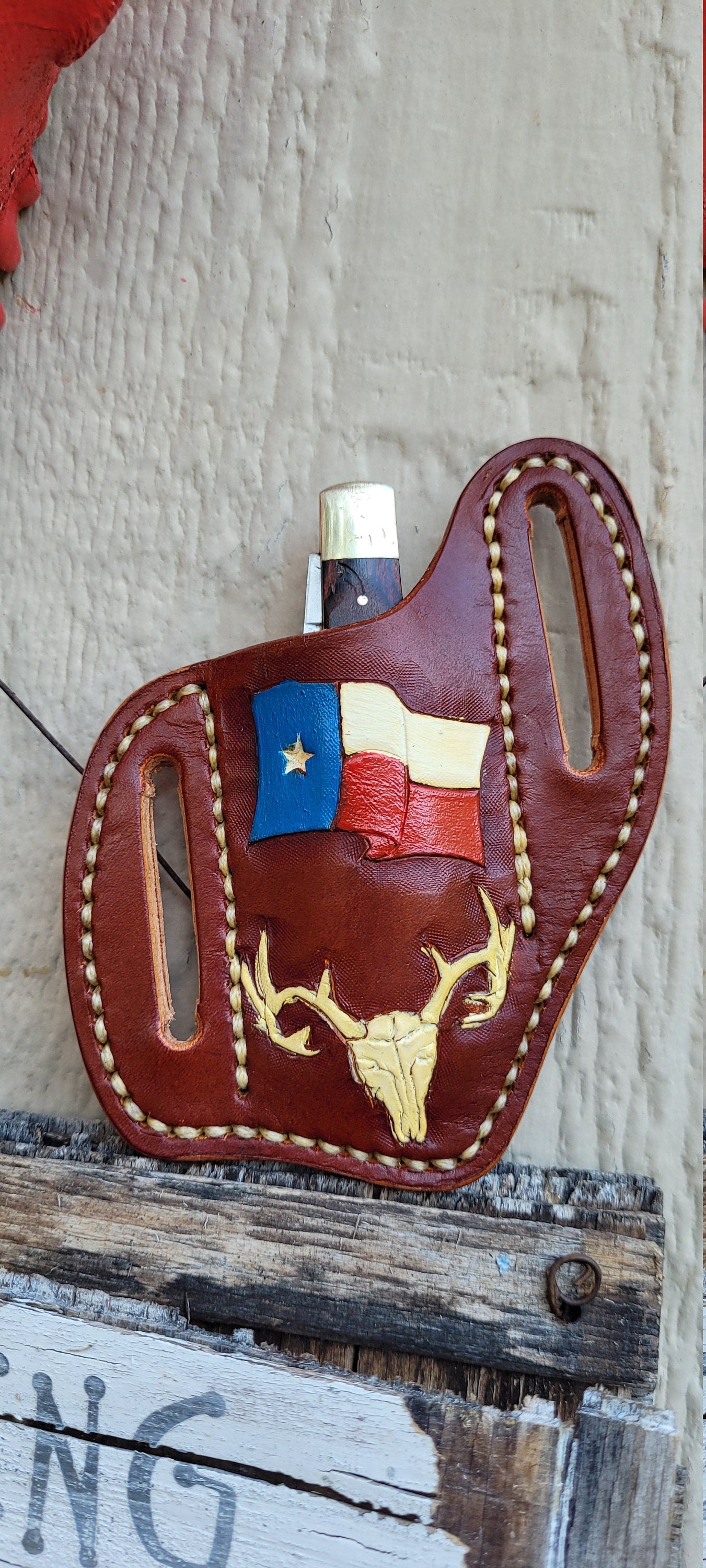 Custom Texas pancake knife sheath, knife case, leather knife sheath, pocket knife scabbard, Pocket knife sheath, custom knife sheath AnchorsAweighLeather