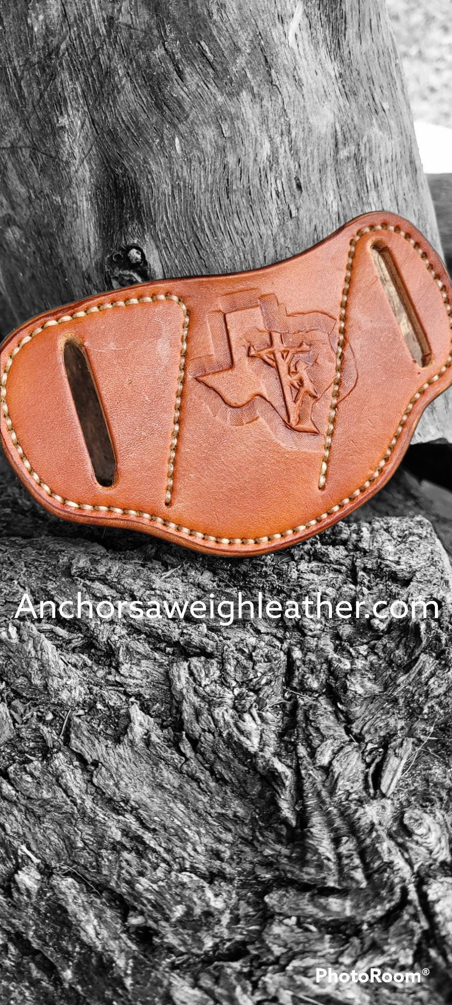 Texas Lineman pancake leather knife sheath, pancake knife sheath,  pocket knife scabbard, Pocket knife sheath AnchorsAweighLeather